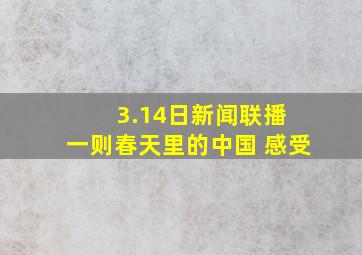 3.14日新闻联播 一则春天里的中国 感受